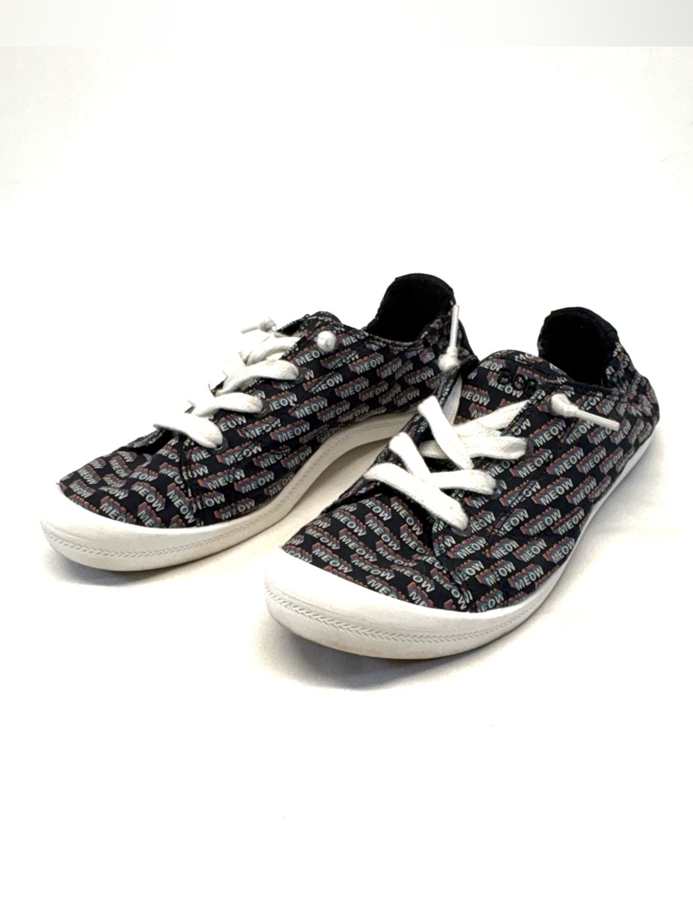 Skechers BOBS Beach Bingo Beach Kitty Sneaker Black Multi MEOW Size 9
